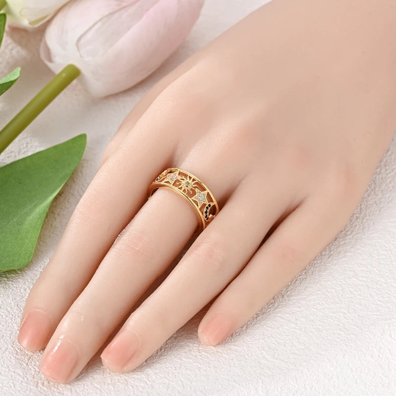 MULA Wedding Band Rings for Women Man 925 Sterling Silver Evil Eye Hand Celtic Knot Four-Leaf Clover Ring Stackable Jewelry Gift