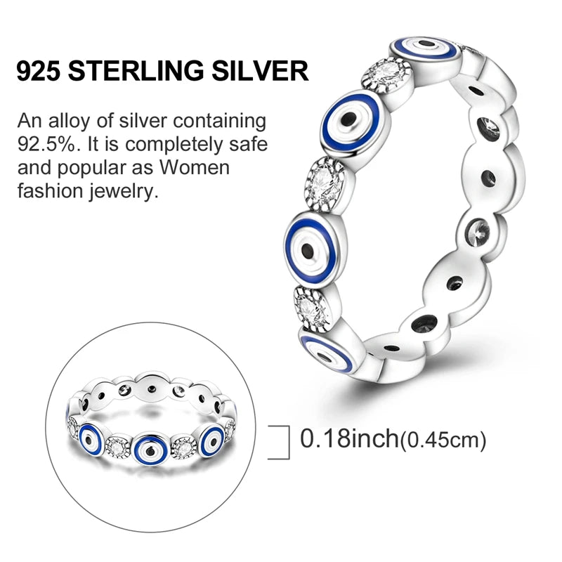 MULA Wedding Band Rings for Women Man 925 Sterling Silver Evil Eye Hand Celtic Knot Four-Leaf Clover Ring Stackable Jewelry Gift