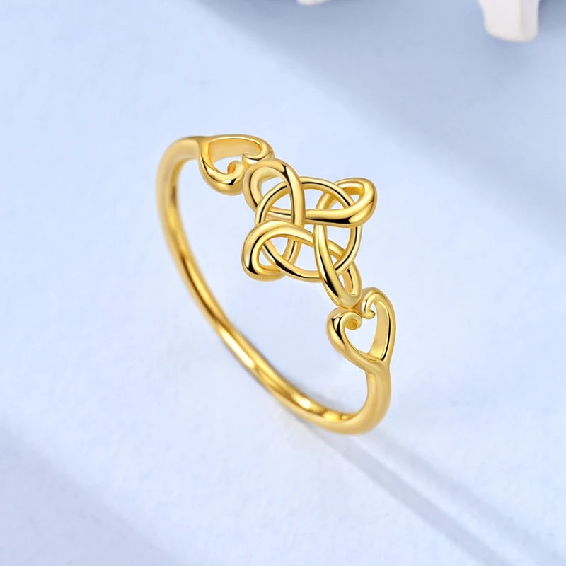 MULA Wedding Band Rings for Women Man 925 Sterling Silver Evil Eye Hand Celtic Knot Four-Leaf Clover Ring Stackable Jewelry Gift