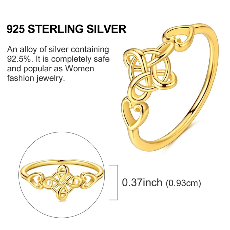 MULA Wedding Band Rings for Women Man 925 Sterling Silver Evil Eye Hand Celtic Knot Four-Leaf Clover Ring Stackable Jewelry Gift