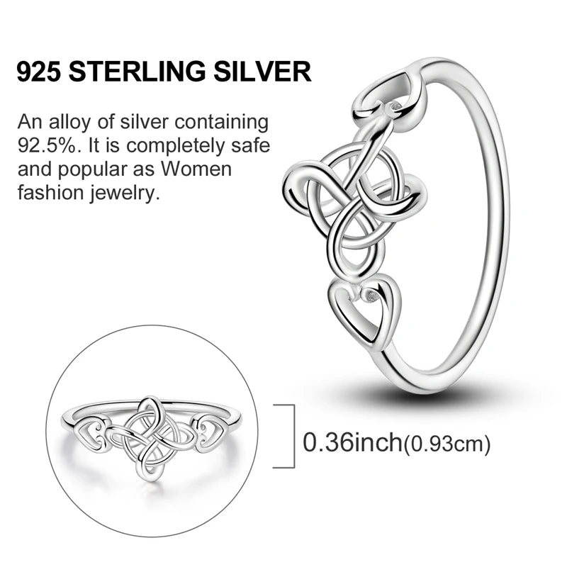 MULA Wedding Band Rings for Women Man 925 Sterling Silver Evil Eye Hand Celtic Knot Four-Leaf Clover Ring Stackable Jewelry Gift