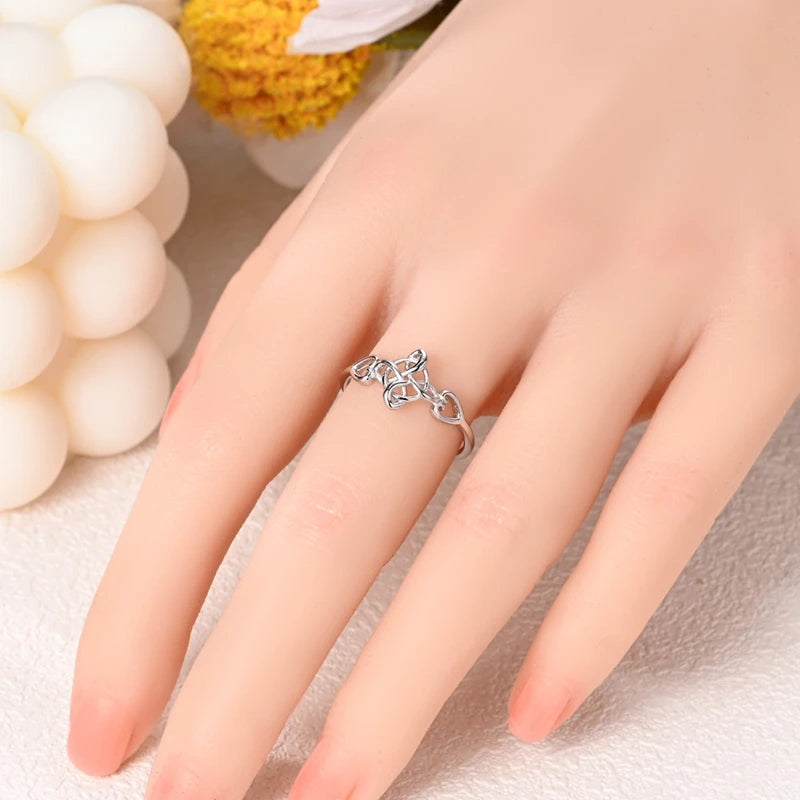 MULA Wedding Band Rings for Women Man 925 Sterling Silver Evil Eye Hand Celtic Knot Four-Leaf Clover Ring Stackable Jewelry Gift